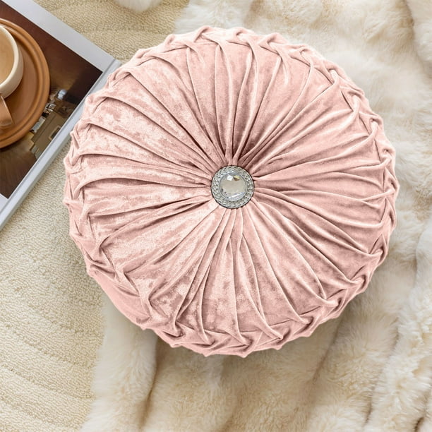 Round Ice Flower Velvet Decorative Throw Pillow Sofa Cushion for Living Room Bed and Window Seat