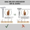 thumbnail image 4 of Maquinilla de Afeitar de Seguridad – Rasuradora Clásica de Doble Filo con Mango Metálico Largo – Incluye 11 Hojas – Afeitado Suave y Sin Irritación – Ecológica, 4 of 6