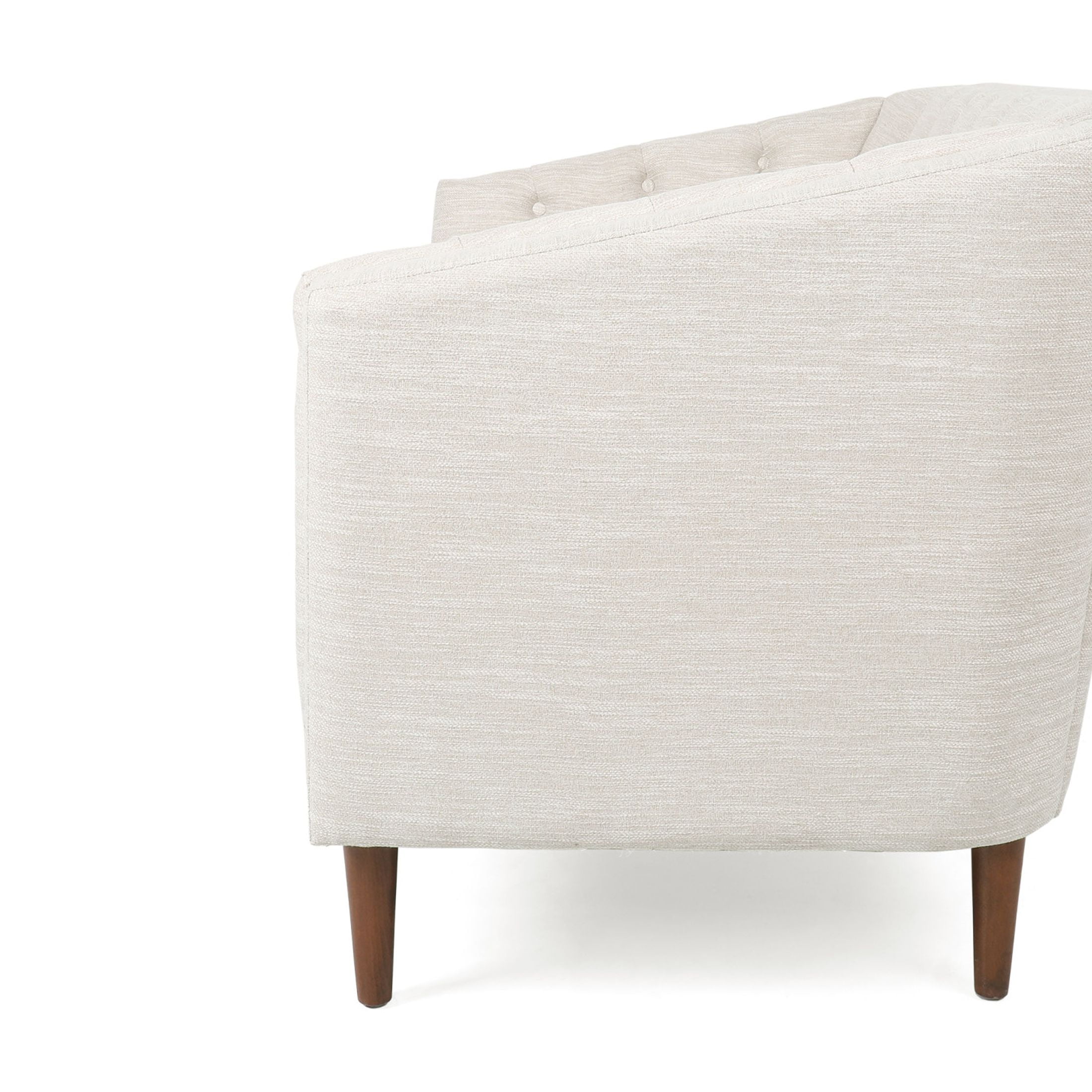 Noble House Contemporary Beige & Espresso Tufted Loveseat with Birch Wood Frame