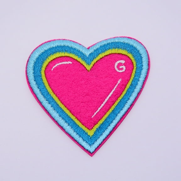 5pc Computerized Embroidery Cloth Iron on/Sew on Patches Costume Accessories Appliques Heart Colorful 57x59x1.5mm