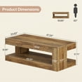 thumbnail image 3 of Finmind Rectangular Coffee Table for Living Room, 47.24-inch Farmhouse 2-Tier Accent Center Tea Cocktail Table with Storage, Brown, 3 of 9