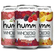 Humm Kombucha Whole30 Approved, Family Favorites Variety 12 Pack, 12 oz Cans