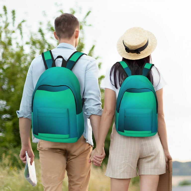 durable mini backpack canvas daypack Picia Green Turquoise Teal Printed Canvas Daypack - Stylish and Durable  Vintage Compact Backpack - Class, Work, Travel, or Laptop Bookbag,Organized  Compartments-Small