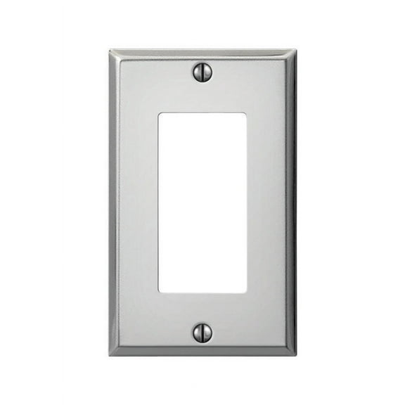 AmerTac Pro 1 Gang Rocker Wall Plate - Stamped Steel, Polished Chrome - Silver