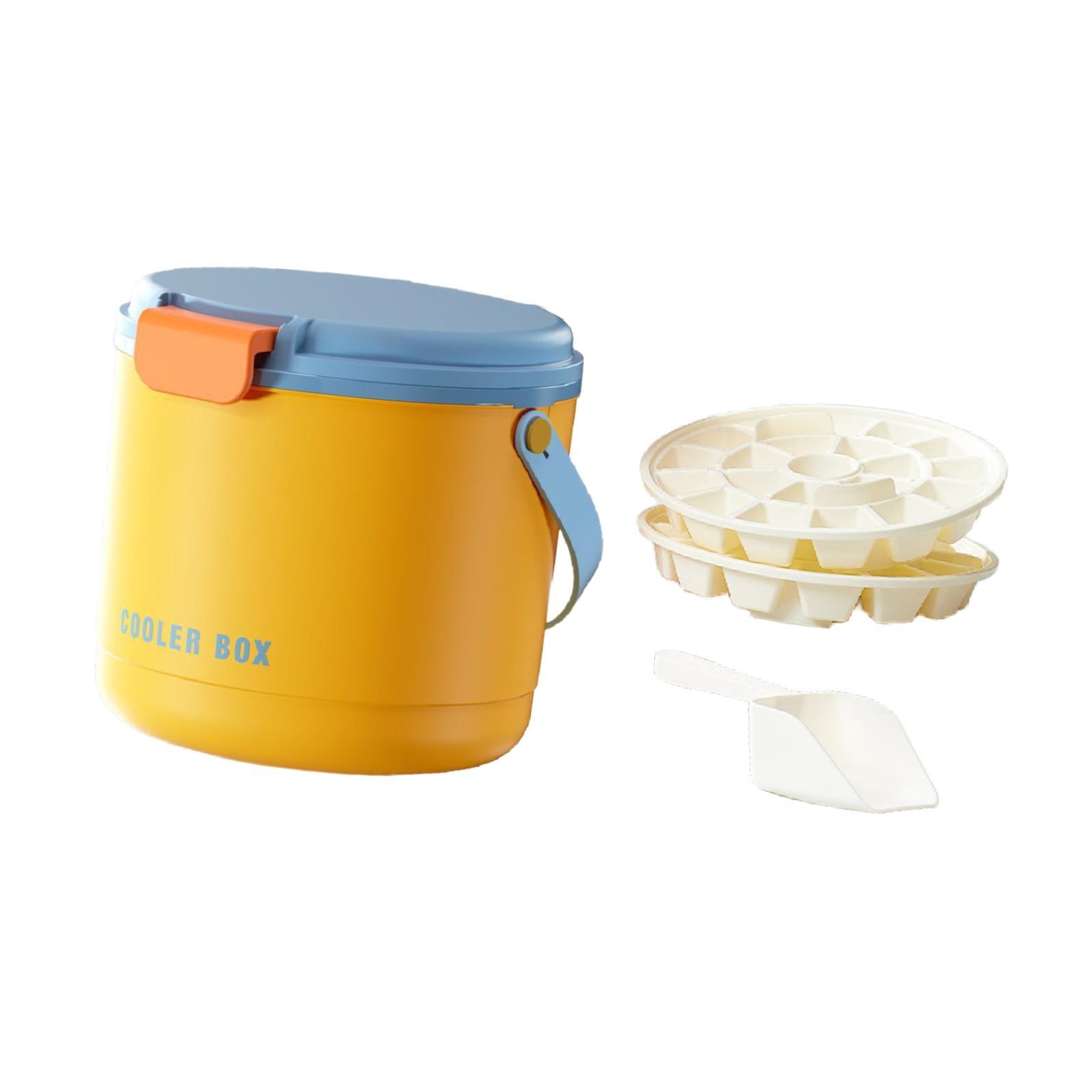koolsoo Insulated Ice Bucket Ice Tray 2.6L with Lid and Handle Indoor Outdoor Box Storage Bin for BBQ Picnic Dining Restaurant Yellow