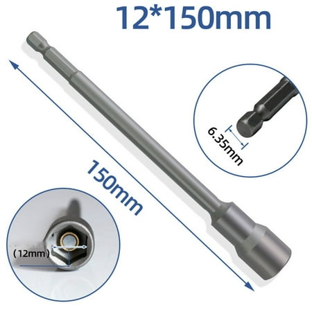 

150mm Long 6mm-19mm Hexagon Nut Driver Drill Bit Socket Wrench Extension Sleeve