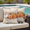 thumbnail image 4 of Fall Pumpkin Outdoor Waterproof Pillow Covers, Thanksgiving Autumn Leaves Floral Decorative Square Throw Pillowcase Sofa Cushion Sham for Patio/Couch/Chair, 24"x24" 2 Pack, 4 of 8