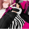 thumbnail image 5 of Manfei Zebra Stripes 7-Piece Bedding Comforter Set,Leopard Print King Bedding Sets,Pink Black Geometric Lines Bed Sheets For Boys Girl,Ultra Soft Home Decor Reversible, 5 of 8