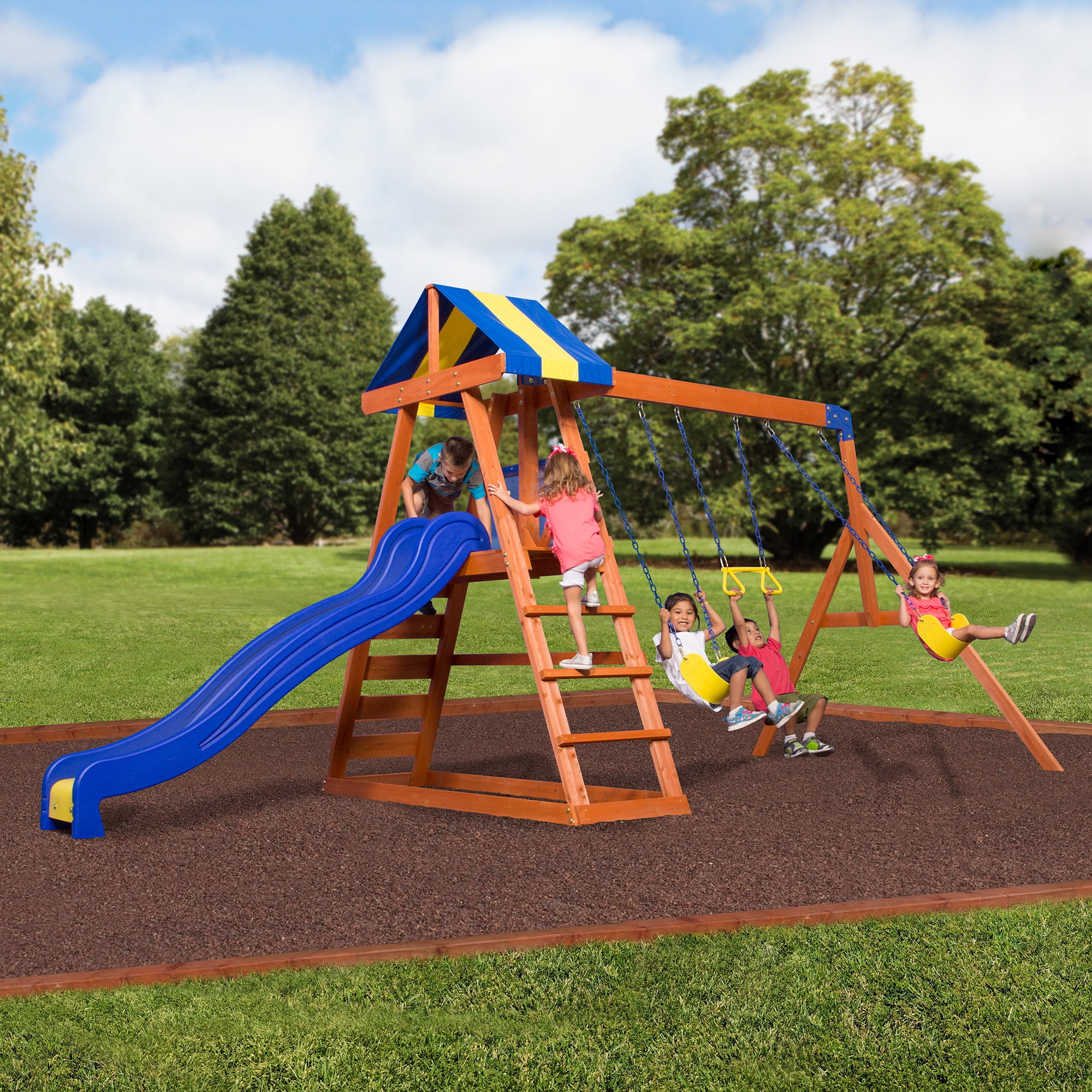 Backyard Discovery Dayton Cedar Wooden Swing Set Walmartcom Walmartcom