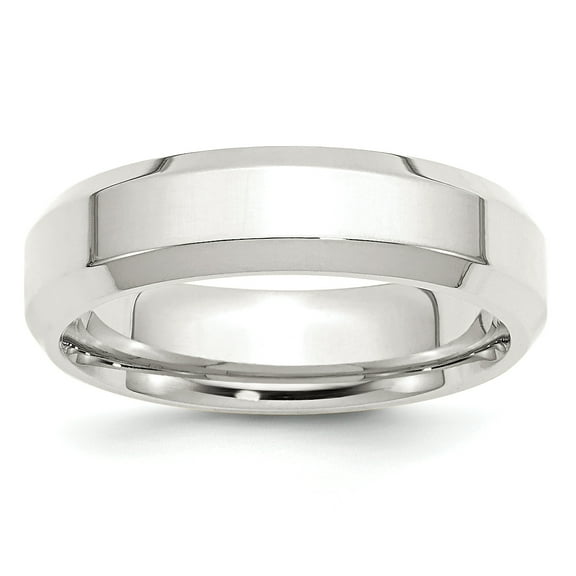 925 Sterling Silver Polished Engravable Beveled Edge 6mm Bevel Edge Size 10.5 Band Ring Jewelry for Women