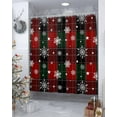 thumbnail image 4 of Polyester Fabric Buffalo Plaid Christmas Shower Curtain, Xmas Snowflake Red Green Waterproof Bathtub Curtain Bathroom Decor Set with Hooks 36 x 72 Inches,, 4 of 6