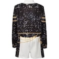 thumbnail image 5 of Guvpev Halloween Costume for Ki'ds, G'irl's Pop Idol Singer Stage Performance Outfit with Black Top T-Shirt Shorts Set, Popular Singer Group Fancy Dress for Halloween Cosplay & Dress Up Party, 5 of 11