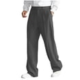 thumbnail image 6 of Hinvhai Men's Zipper Fly Baggy Dress Pants Straight Leg Casual Pleated Trousers Streetwear Dark Gray L(L), 6 of 9