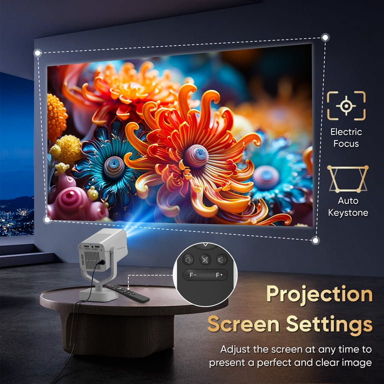 GCZ Mini Projector with WiFi Bluetooth HD 720P Support 1080P 4K