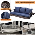 thumbnail image 2 of ZZW 3-Person Wicker Porch Swing Chair Heavy Duty 900 LBS w/Cup-Holder & Steel Chains for Deck & Backyard & Garden (Brown/Blue), 2 of 7
