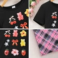 thumbnail image 5 of sususu Girls Outfits 2 piece Summer Outfits 2 piece 2 Piece Set Cute Printed Short Sleeve Tee With Plaid Skirt Casual Beach School Party Wear For Teenagers,Black,15-16 Years, 5 of 8