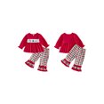 thumbnail image 2 of RUINIXCW Toddler Baby Girl Christmas Outfit Long Sleeve Tops and Plaid Pants 2Pcs, 2 of 8