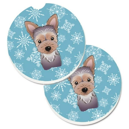 

Snowflake Yorkie Puppy Set of 2 Cup Holder Car Coaster