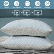 Puredown Memory Foam Pillows King Size Set of 2，Temperature Regulating Reversible Summer Cooling Pillow for Sleeping, 2 pack Adjustable Cube Pillow for Side Sleepers, Back, Stomach, Hot Sleepers