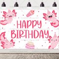thumbnail image 1 of Cartoon Pink Axolotl Theme Cute Children's Birthday Party Disposable Plate Paper Cup Tissue Tablecloth Tableware Gift Prop Decor backdrop1.8x1.2m 1pc Other, 1 of 6