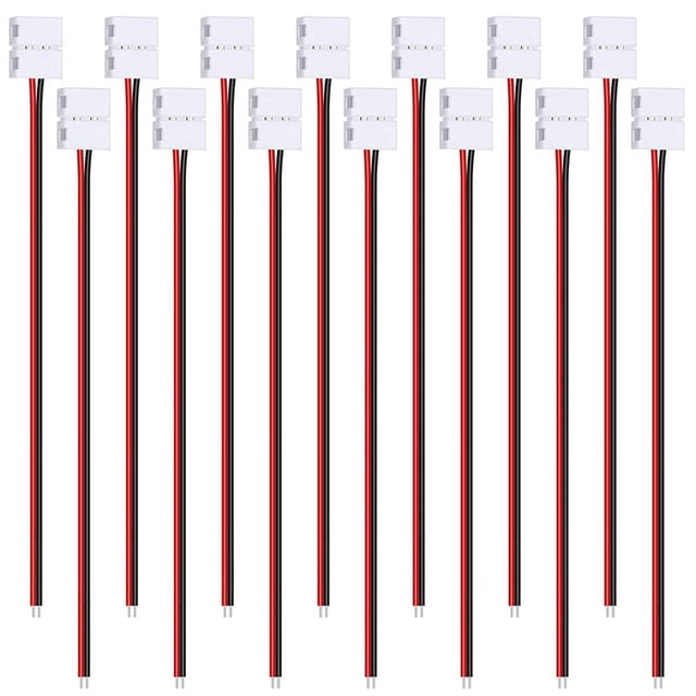 24Pcs 8mm 2 Pin LED Strip Light Connector for 8 mm Wide Flexible SMD 3528 2835 Single Color LED Strip Lights Solderless