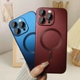 thumbnail image 5 of Magnetic for iPhone 12 Pro Max Case for Women,Shockproof Matte Luxury Metallic Luster Design with Full Camera Lens Protector, Compatible with Magsafe Case for iPhone 12 Pro Max 6.7"-Red Wine, 5 of 13