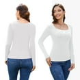 thumbnail image 2 of MISS COCOLI Long Sleeve Thermal Tops For Women Square Neck Fleece Lined Base Layer Basic Shirt Ribbed Undershirts, 2 of 11