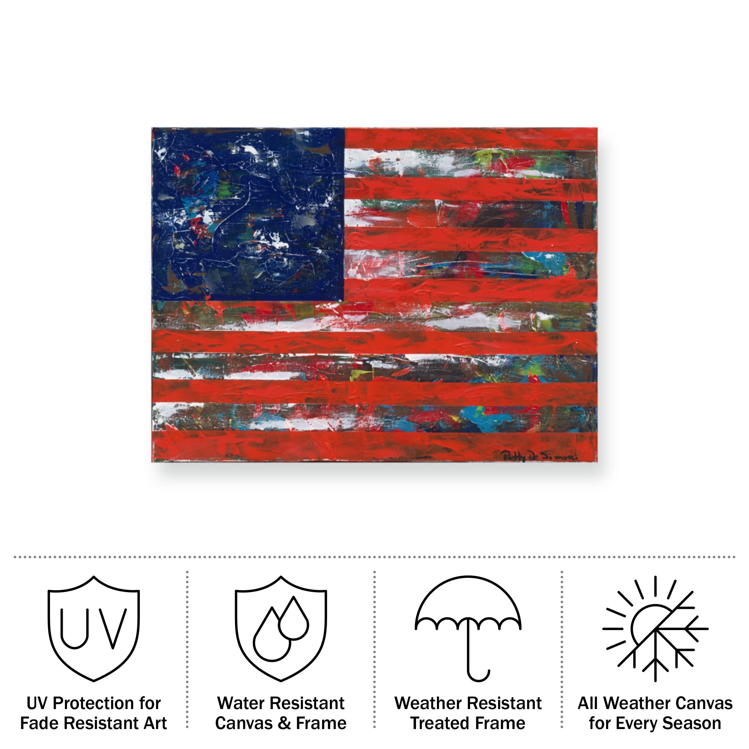 Patricia Alvez 'American Flag' Outdoor Canvas 18x24