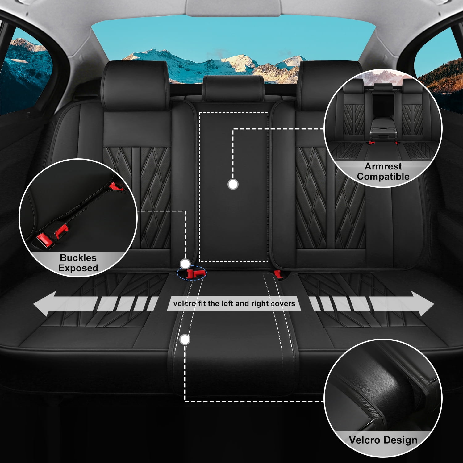 AOMSAZTO Car Seat Covers Fit for Toyota 4Runner 2004-2025 Full Set Leather Seat Cushion Waterproof Automotive Seat Protectors(5 Seats,Black)