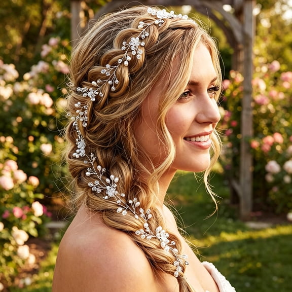 BZCOE Rhinestone Bridal Hair Vine Headband Silver Wedding Headpiece for Bride Prom Hair Accessories Wedding Headpiece