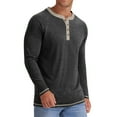 thumbnail image 4 of GENTS BLISS Crew Neck Henley Men Shirts Long Sleeve Shirts for Men Casual Color Block Tops, 4 of 6