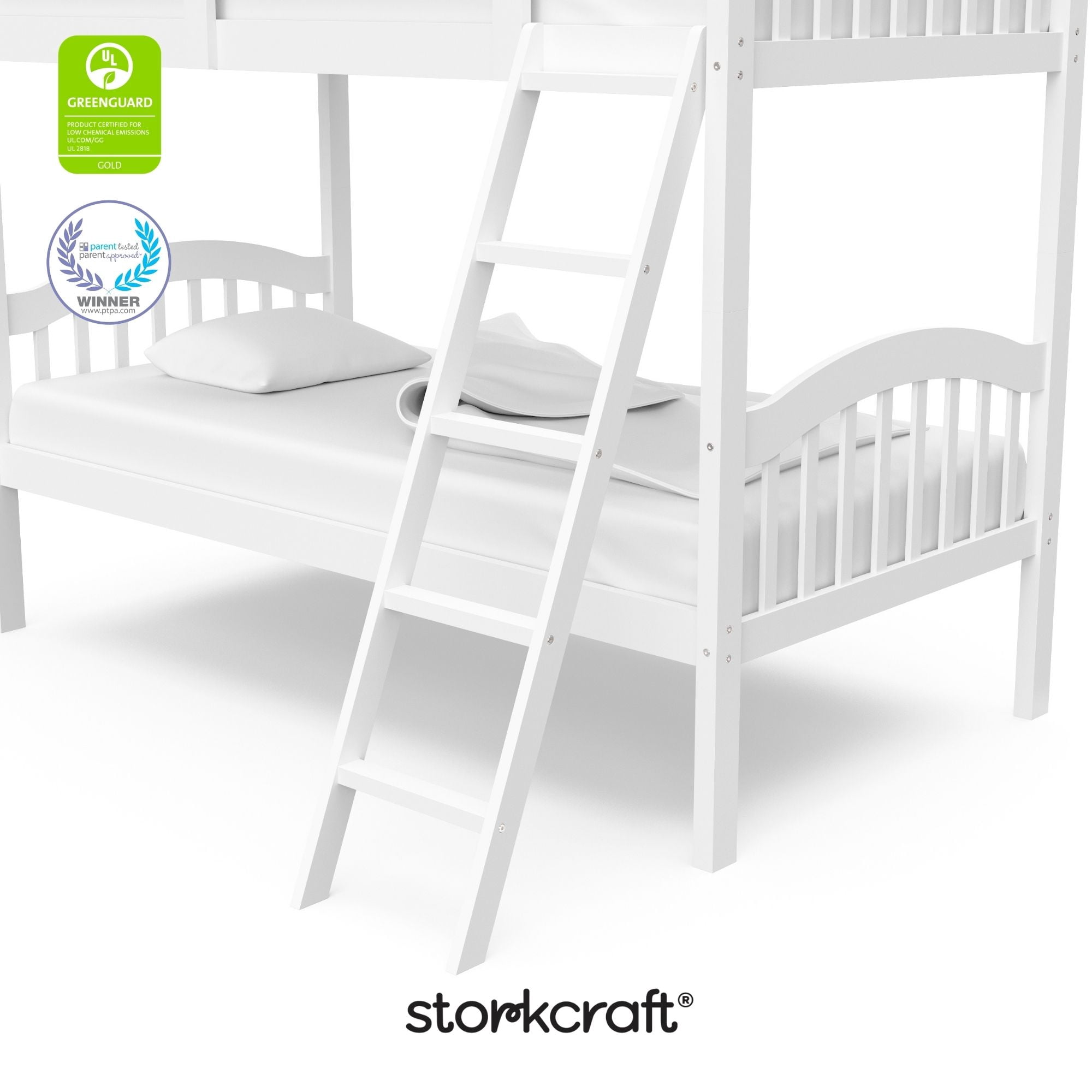 Storkcraft Long Horn Twin over Twin Bunk Bed, White