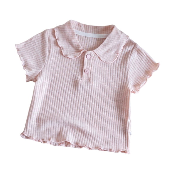 Posijego Little Girls Uniform Collared Tops School Uniform Short Sleeve T-Shirts Toddler Girls Summer Casual Blouses