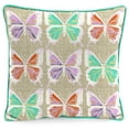 thumbnail image 3 of Jordan Manufacturing 16" x 16" Beige and Turquoise Butterfly Reversible Square Outdoor Throw Pillow with Welt, 3 of 12