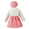 thumbnail image 4 of CAICJ98 Toddler Girl Outfits Fall Spring Dress Clothes Knit Ribbed Flower Sweatshirt Tops+Bow Fashion Skirts+Beret 3Pcs Set (Pink,18-24 Months), 4 of 7
