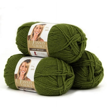 UPC: 0842093102854 | Lion Brand Yarn Vanna s Choice Olive Basic Medium Acrylic Green Yarn 3 Pack