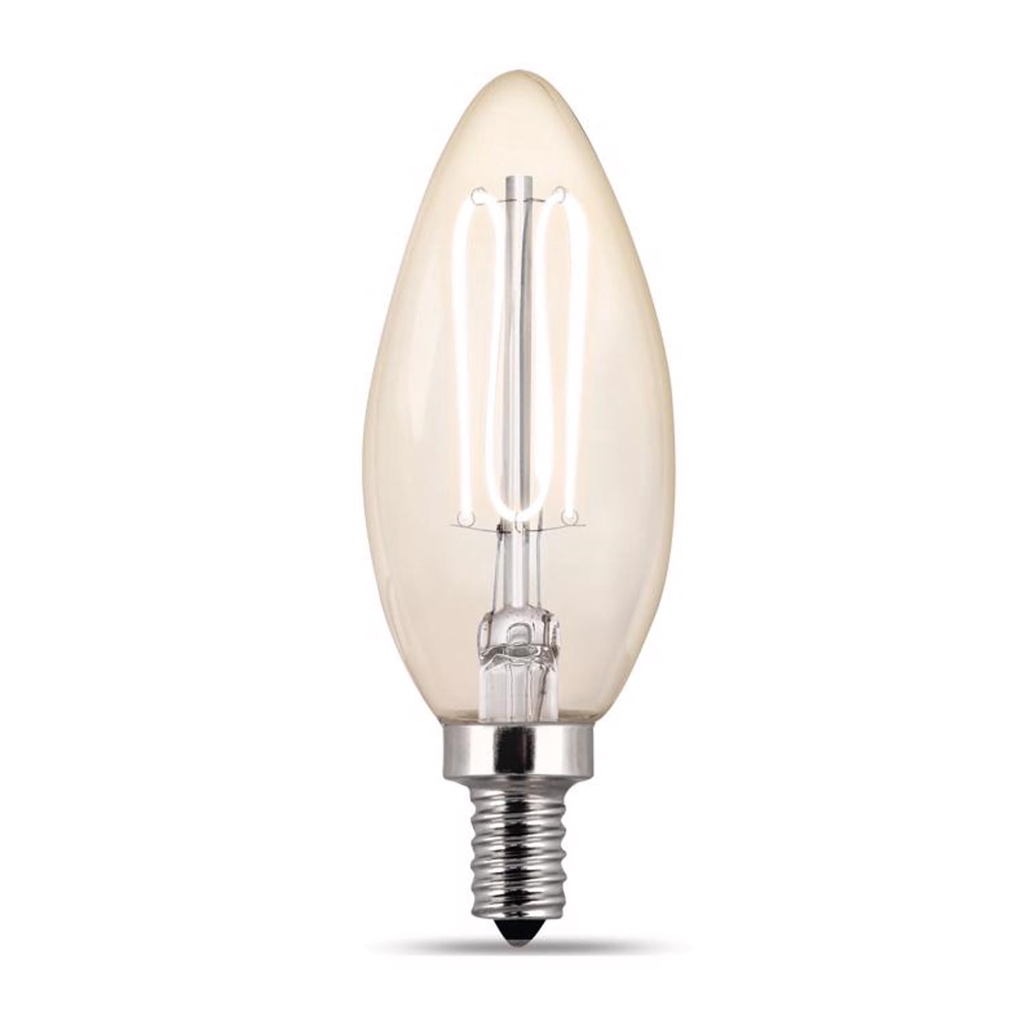 Feit B10 E12 (Candelabra) Filament LED Bulb Soft White 40 Watt Equivalence 2 pk