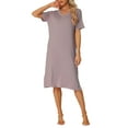 thumbnail image 2 of INSPIRE CHIC Robe T-shirt Décontractée à Manches Courtes pour Femme Chemise de Nuit Nuisette Basique Tenue de Nuit Robe-Chemise Midi L Violet, 2 of 6