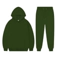 thumbnail image 6 of Hzzrkos Women Casual Loose Solid Color Hooded Long Sleeve Drawstring Kangaroo Pocket Sweatshirt Jogger Pants Tracksuit Lounge Set Two Piece Outfit Army Green, 6 of 7
