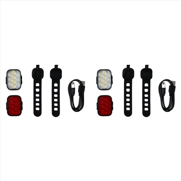2X Juego de Luces para Bicicleta, Delanteras y Traseras, Carga USB, para Casco de Montaña, Luz Delantera y Trasera para Bicicleta de Carretera