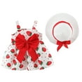 thumbnail image 2 of YANHAIGONG 1-4 Years Summer Strawberry Tutu Dresses for Girls,Sleeveless Princess Dresses for Girls,Loose Round Neck Backless Birthday Party Dresses Flower Bow Sundress with Straw Hat Set, 2 of 9