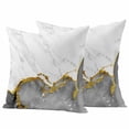 thumbnail image 2 of Pack of 2 Outdoor Pillow Covers,Waterproof Gray Gold Marble Throw Pillow Covers,Modern Abstract Marble Crack Texture Decorative Pillowcases Cushion Covers for Couch Pillow Sham Protector 18x18 Inch, 2 of 8
