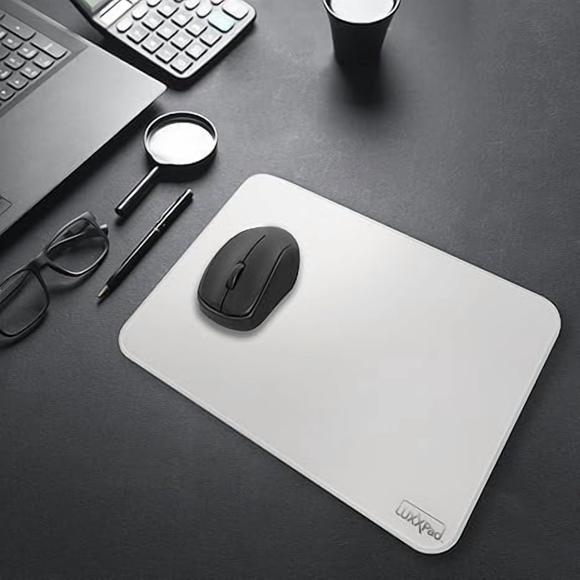 LuxxPad Tempered Glass Mouse Pad - Enhanced Precision for Gaming & Work, Durable & Scratch-Resistant, Colors (Black, 10" x 14")