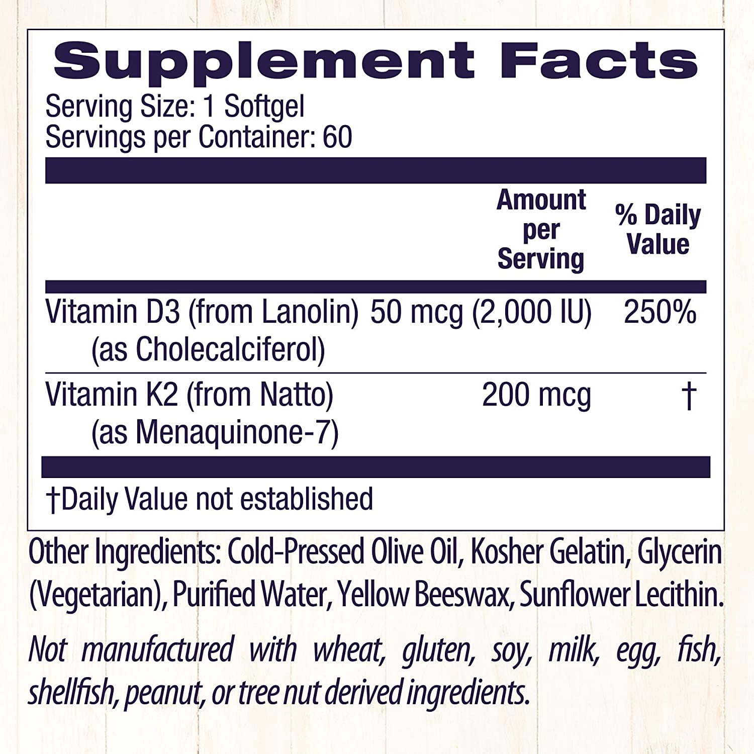 Healthy Origins Vitamin D3 2,000 IU (50 mcg) & K2 200 mcg (Non-GMO, 3rd Party Tested, Bone Support, Cardiovacsular Support), 180 Softgels