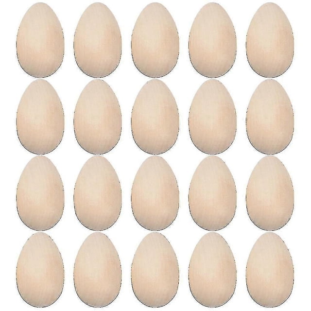 20pcs Unfinished Wooden Eggs Graffiti Wooden Eggs Diy Easter Egg Decoration