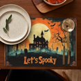 thumbnail image 5 of Haloween Scary Night Moon Black Dead Tree Gothic Castle Pumpkin Linen Place Mats Set Of 4 12x18 Inch Halloween Table Mat Heat-Resistant Washable Durable Place Mat for Party Kitchen Dining Home Decor, 5 of 6