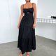 thumbnail image 3 of Vestido Sin Mangas Vestido de mujer Flutter A-line Maxi Dress Halter Vestido largo Mujer Casual Vestido largo Kuymtek Xl Negro para Mujer, 3 of 5