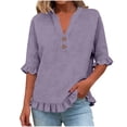 thumbnail image 3 of Summer Tops for Women Kelon Dressy Tops for Women Short Sleeve Shirts V Neck Boho Tops Business Dressy Casual 2026 Summer Loose Fit Tops Trendy, 2XL, 3 of 5