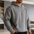 thumbnail image 6 of Mens Knitted Hoodies Oversized Long Sleeve Pullover with Kangaroo Pockets Texture Work Hooded Sweatshirts Big and Tall White,XXL, 6 of 6