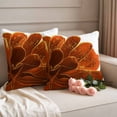 thumbnail image 2 of Burnt Orange Outdoor Waterproof Pillow Covers, Sparkle Gold Stained Floral Flower Art Decorative Square Throw Pillowcase Sofa Cushion Sham for Patio/Couch/Chair, 16"x16" 2 Pack, 2 of 8